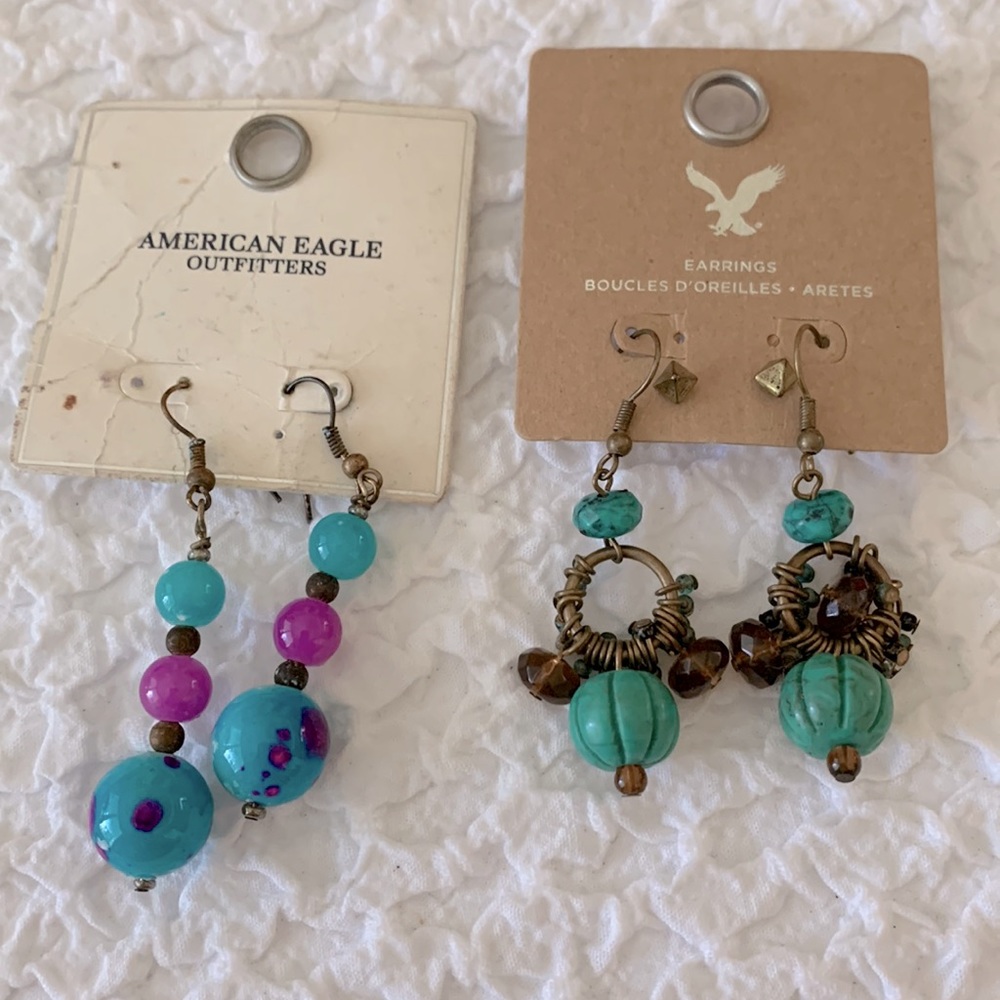 3 pairs of Earrings, 2 pairs of dangles, 1 pair of studs